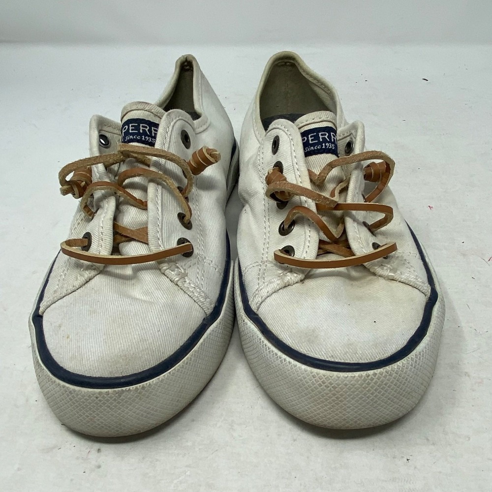 Sperry Crest Vibe Womens 5.5 White Canvas Sneakers STS95128 Memory Foam - Picture 2 of 15